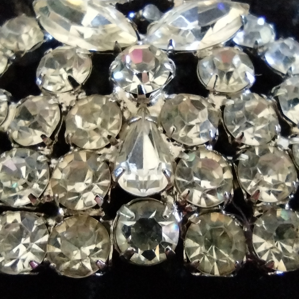 1950s Clear Rhinestone Brooch Large - Picture 10 of 13